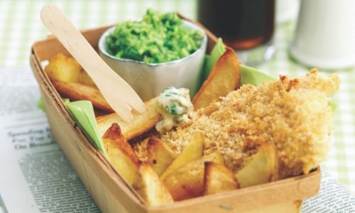 Fish And Chips With Minty Peas